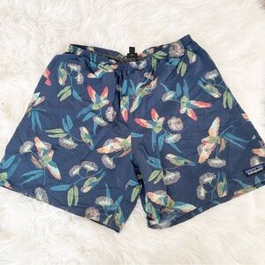 Patagonia Navy Parrot Print Board Shorts